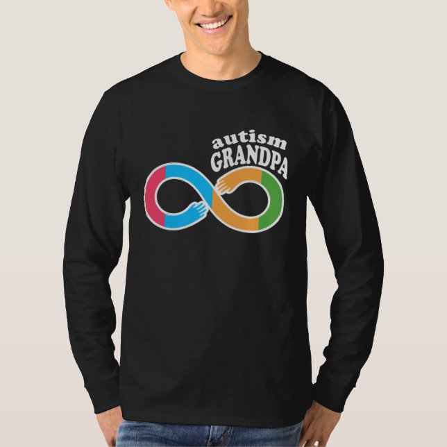 Family Autism Awareness Grandpa Rainbow Infinity S T Shirt (Framsida)