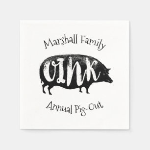 Family BBQ Ribs Vintage Gris Funny Pappersservett