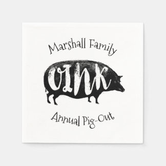 Family BBQ Ribs Vintage Gris Funny Pappersservett