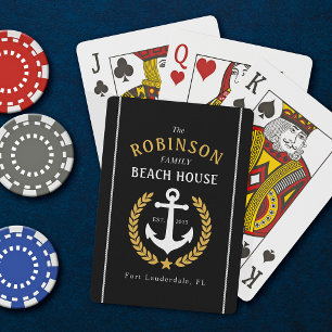 Family Beach House Anchor Guld Laurel Black Casinokort