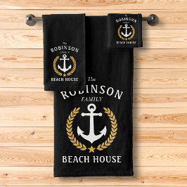 Family Beach House Anchor Guld Laurel Star Black