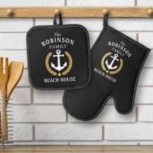 Family Beach House Anchor Guld Laurel Star Black