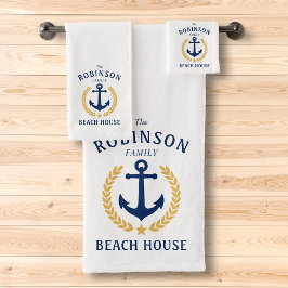 Family Beach House Anchor Guld Laurel Star White