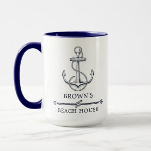 Family Beach House Nautical Anchor Mugg