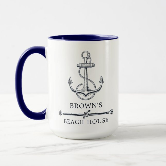 Family Beach House Nautical Anchor Mugg (Vänster)