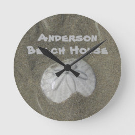 Family Beach House Sand Dollar Photo Coastal Home Rund Klocka