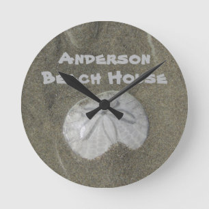 Family Beach House Sand Dollar Photo Coastal Home Rund Klocka