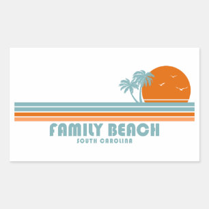 Family Beach South Carolina Sol Handflatan Träd Rektangulärt Klistermärke