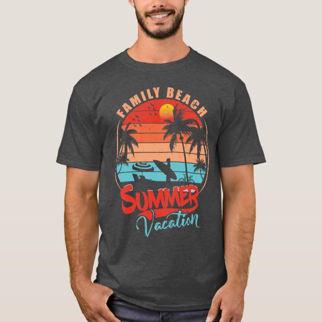 Family Beach Summer Vacation Handflatan Träd Beach T Shirt (Framsida)
