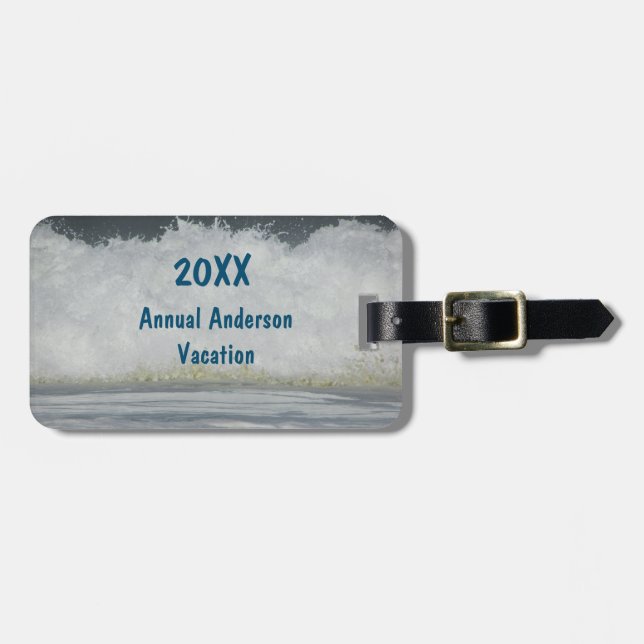 Family Beach Vacation Ocean Photo Summer Reunion Bagagebricka (Horisontell Framsida)