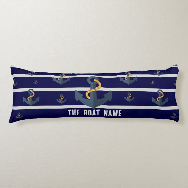 Family Boat Namn med Anchor Rope Nautical Kroppskudde (Framsidan)