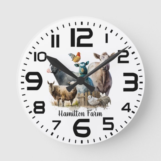 Family Boskap Wall Clock Rund Klocka (Framsida)