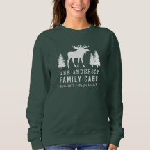 Family Cabin Rustic Moose Gräs Träd Silhouette