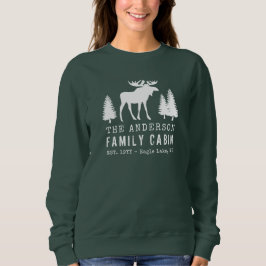 Family Cabin Rustic Moose Gräs Träd Silhouette T Shirt