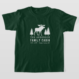 Family Cabin Rustic Moose Gräs Träd Silhouette T Shirt