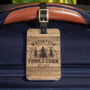 Family Cabin Rustic Wood Personlig Bagagebricka