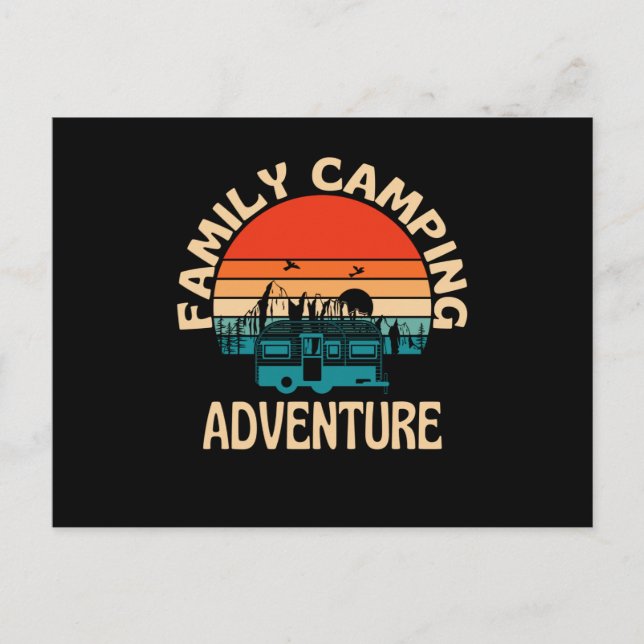 Family Camping Äventyr Caravan Vykort (Framsida)