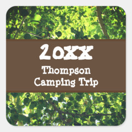 Family Camping Resa Grönt Sommarreunion Vacation Fyrkantigt Klistermärke