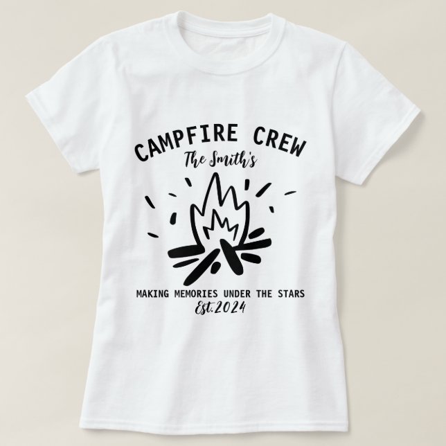 Family Camping Vacation 2024, Campfire Crew T Shirt (Design framsida)