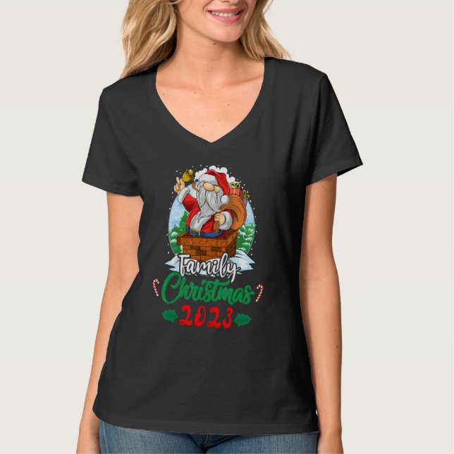Family Christmas 2023 Matching  Squad Santa Elf  1 T Shirt (Framsida)