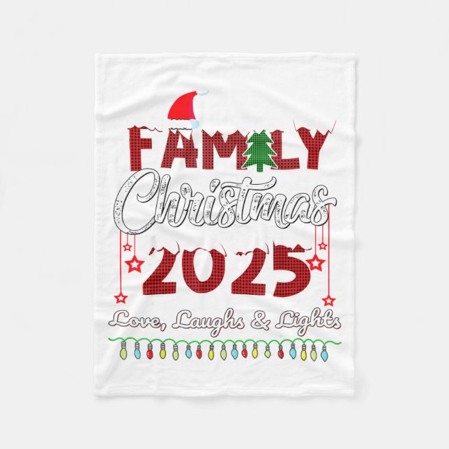 Family Christmas 2025 Love, Laughs And Lights Holi Fleecefilt (Framsidan)