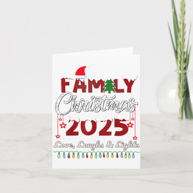 Family Christmas 2025 Love, Laughs And Lights Holi Kort (Framsida)