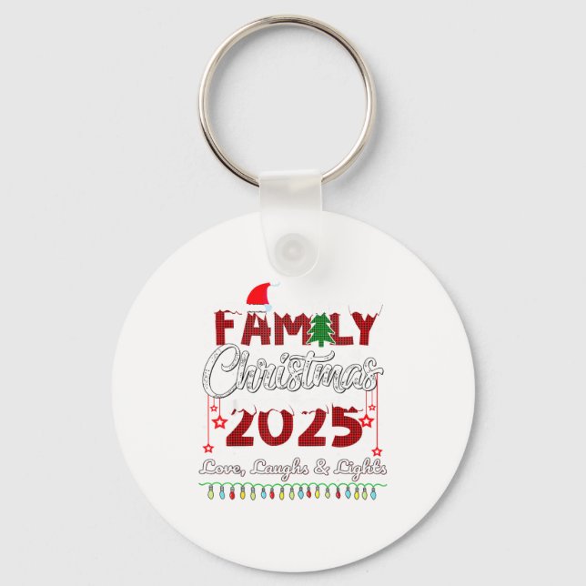 Family Christmas 2025 Love, Laughs And Lights Holi Nyckelring (Framsida)