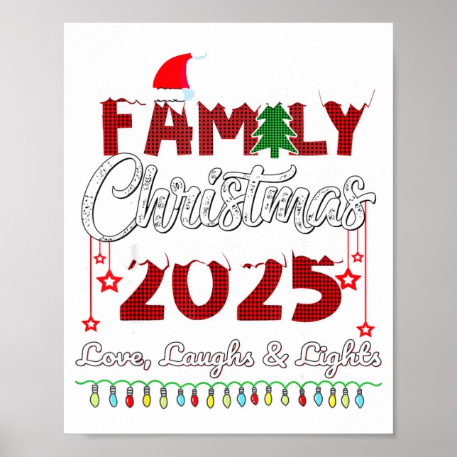 Family Christmas 2025 Love, Laughs And Lights Holi Poster (Framsidan)