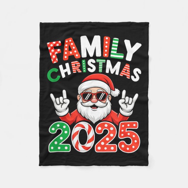 Family Christmas 2025 Rocker Santa Sungles Matchin Fleecefilt (Framsidan)