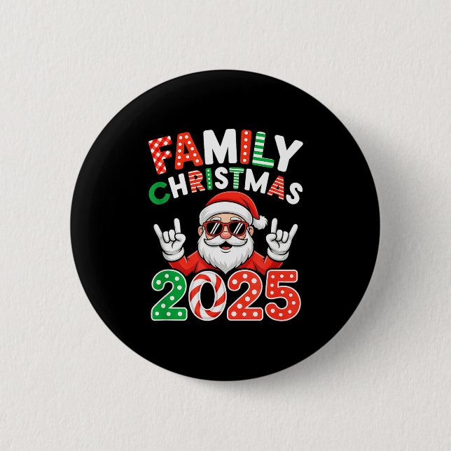 Family Christmas 2025 Rocker Santa Sungles Matchin Knapp (Framsida)