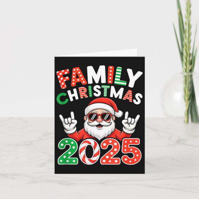 Family Christmas 2025 Rocker Santa Sungles Matchin Kort (Framsida)