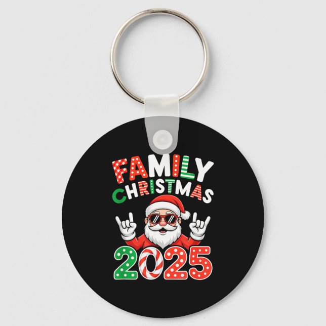 Family Christmas 2025 Rocker Santa Sungles Matchin Nyckelring (Framsida)