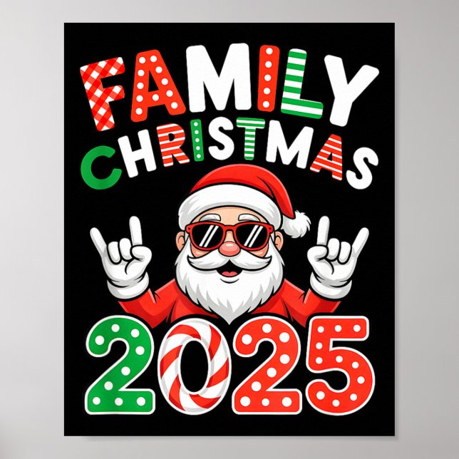 Family Christmas 2025 Rocker Santa Sungles Matchin Poster (Framsidan)