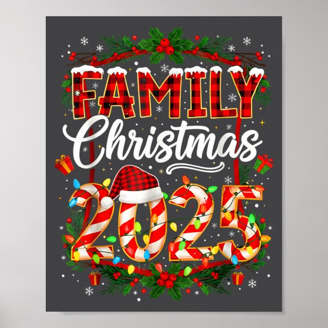 Family Christmas 2025 Xmas Lights Santa Pajamas Ho Poster (Framsidan)