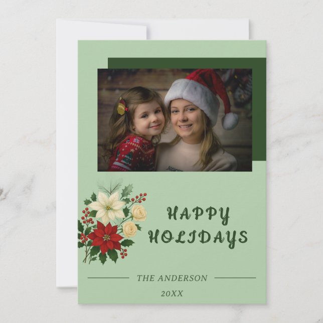 “Family Christmas Card | Happy Holidays Photo Card Tack Kort (Framsida)