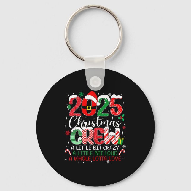 Family Christmas Crew 2025 Matching Outfit Xmas Sq Nyckelring (Framsida)