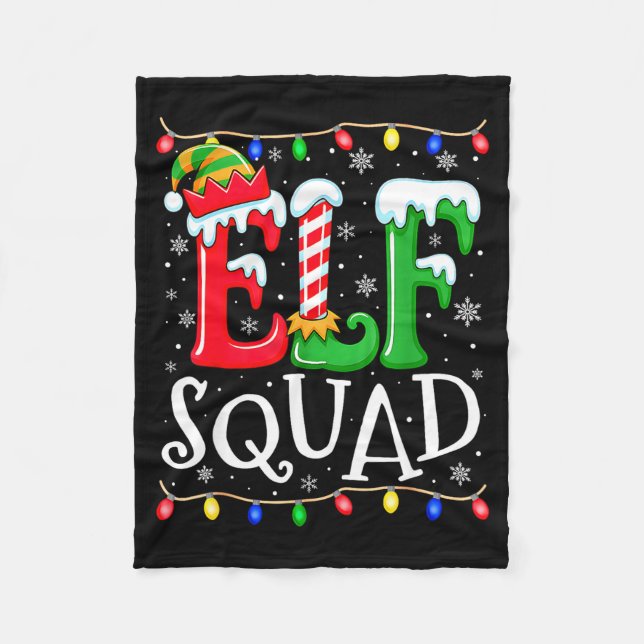 Family Christmas Matching Pajamas Elf Xmas Squad  Fleecefilt (Framsidan)
