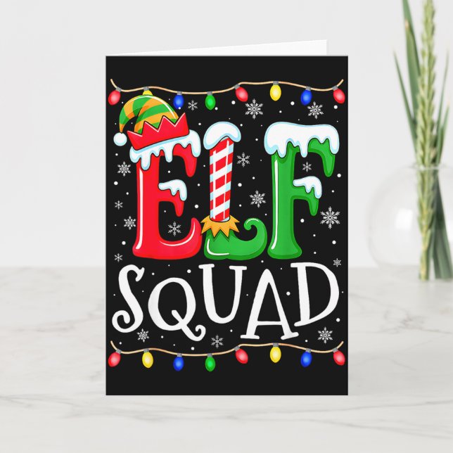 Family Christmas Matching Pajamas Elf Xmas Squad  Kort (Framsida)