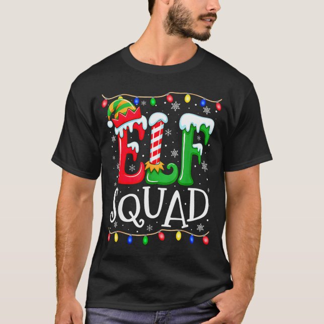Family Christmas Matching Pajamas Elf Xmas Squad  T Shirt (Framsida)