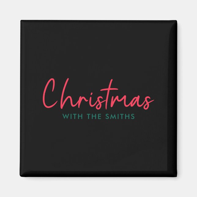 Family Christmas Modern Minimalist Family Name  Magnet (Framsidan)