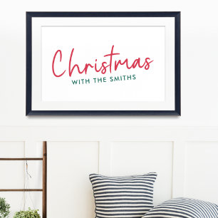 Family Christmas Modern Minimalist Family Name Poster