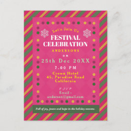 Family Christmas Party Stripe Red Holiday Postcard Inbjudan Vykort