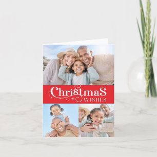 FAMILY CHRISTMAS PHOTO snyggt typography red red Helgkort