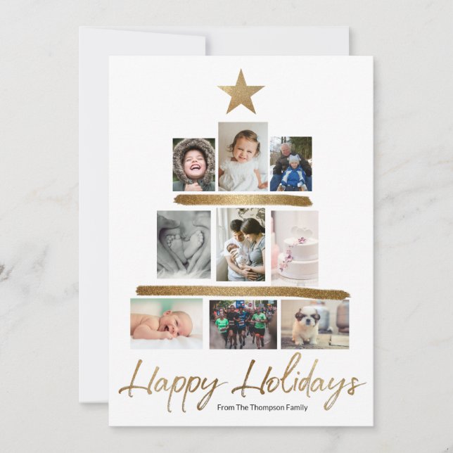 Family Christmas tree photo Collage Year Review Julkort (Framsida)