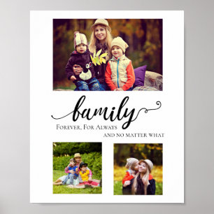 Family Collage 3 Photo Forever for Alltid Quote Poster