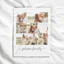 Family Collage Namn Photo Keepsaké Fleecefilt