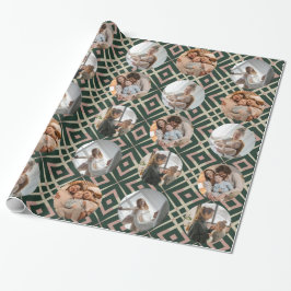 Family Collage Photos Helgdag Strided Mönster Presentpapper