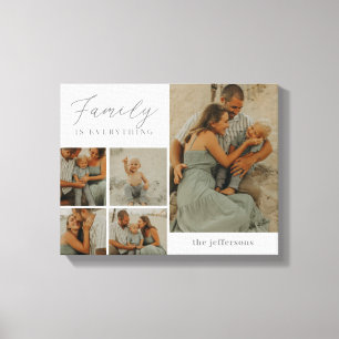 Family Collage Rustic Modern Anpassningsbar Wrappe Canvastryck