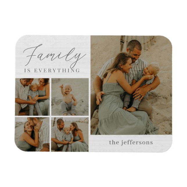 Family Collage Rustic Modern Personlig Magnet (Horisontell)