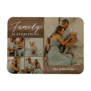 Family Collage Rustic Modern Personlig Magnet
